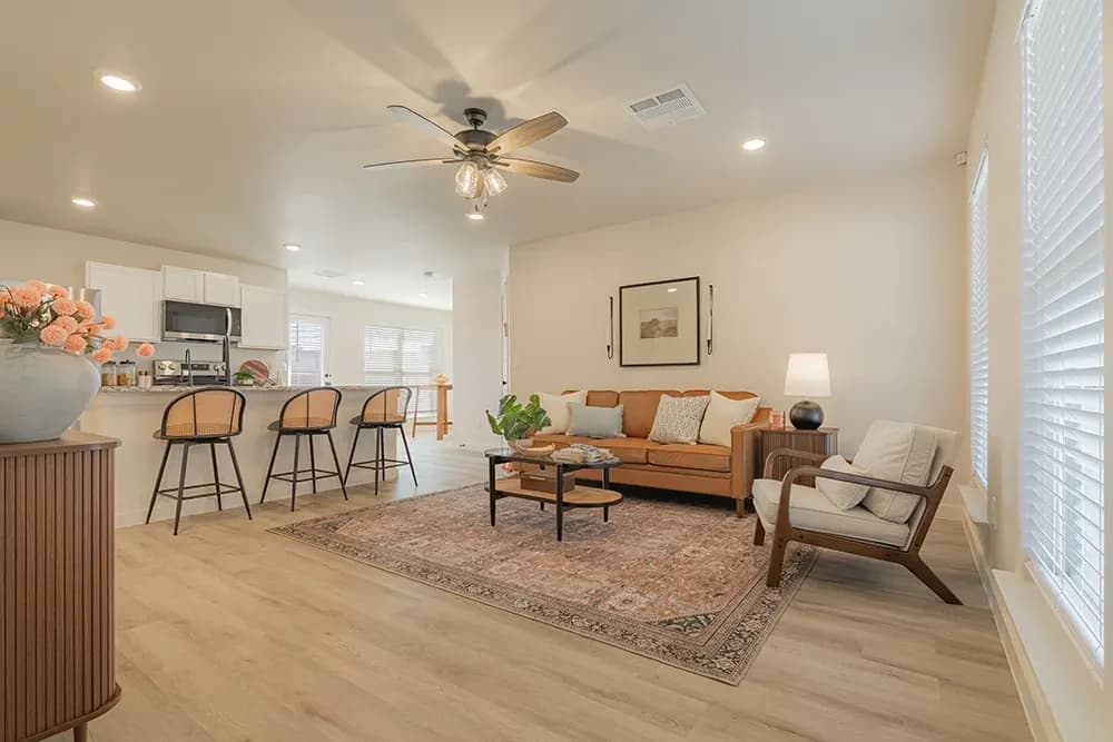Living room in The Black Tooth home model by Buffalo Built LLC.