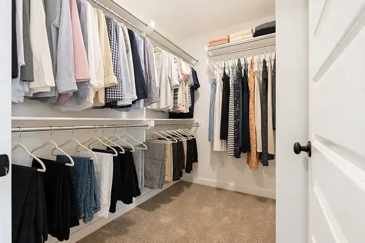 Walk-in closet in The Bomber Mountain home model by Buffalo Built LLC.