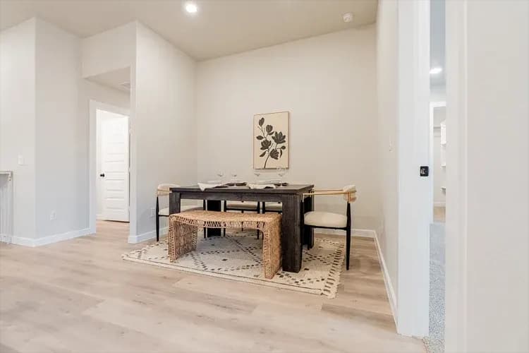 Dining room in The Bomber Mountain home model by Buffalo Built LLC.