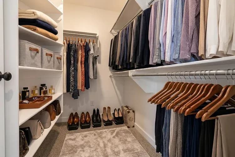 Walk-in closet in The Clear Creek home model by Buffalo Built LLC.