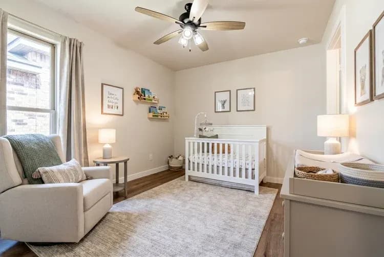 Bedroom staged as a nursery in The Cloud Peak home model by Buffalo Built LLC.