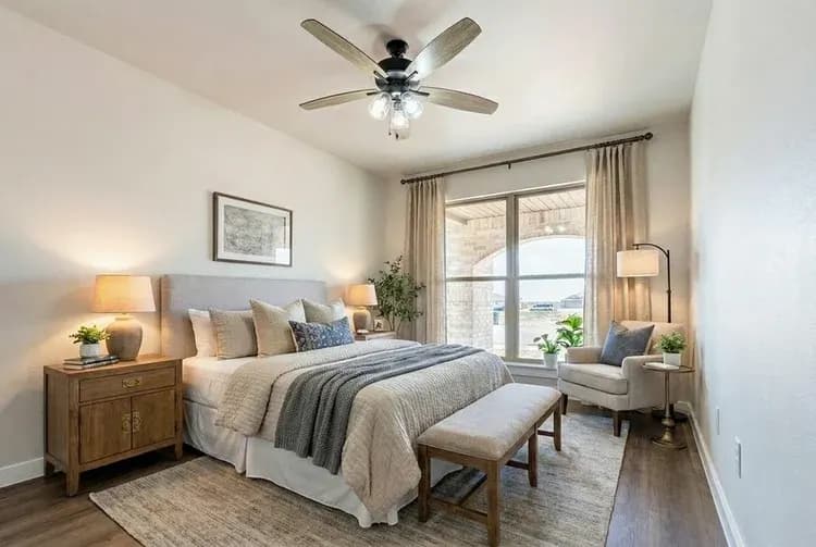 Primary bedroom, alternate view, in The Cloud Peak home model by Buffalo Built LLC.