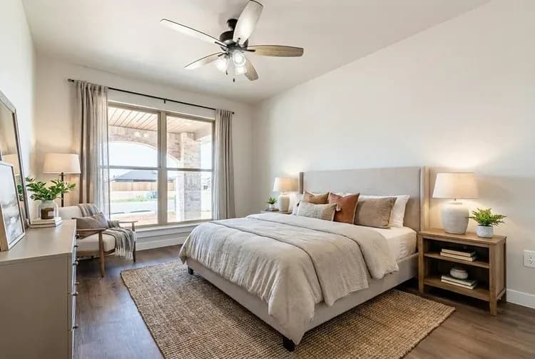 Primary bedroom in The Cloud Peak home model by Buffalo Built LLC.