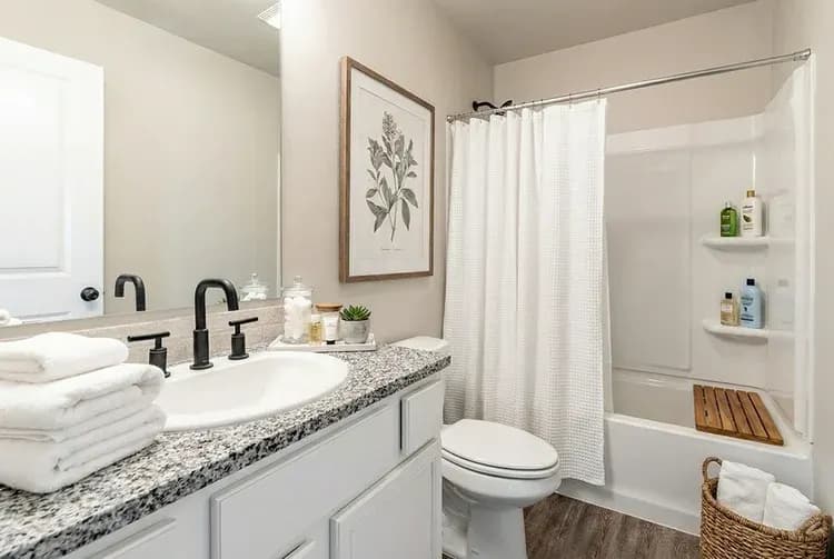 Primary bathroom in The French Creek home model by Buffalo Built LLC.