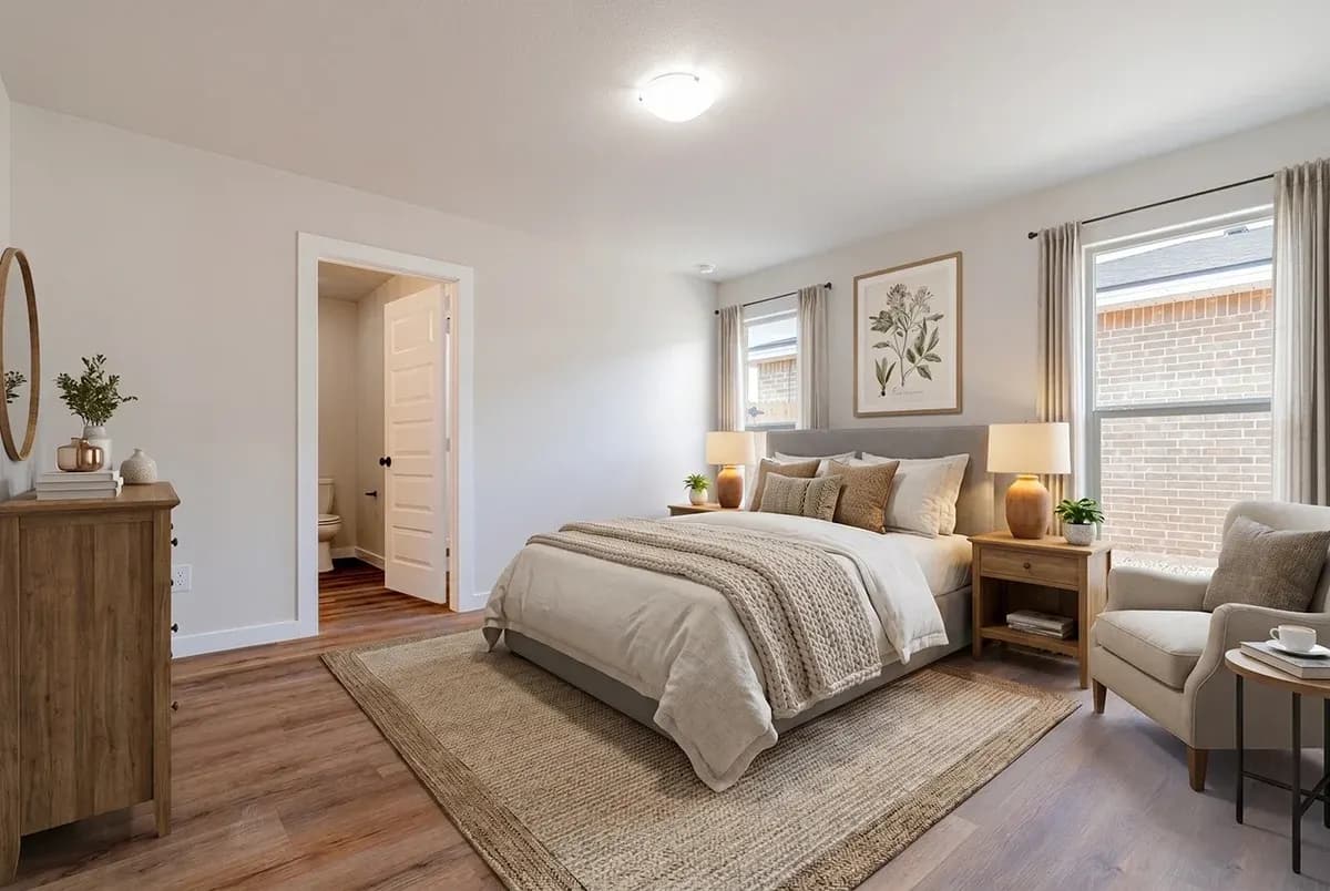 Primary bedroom in The Geneva home model by Buffalo Built LLC.