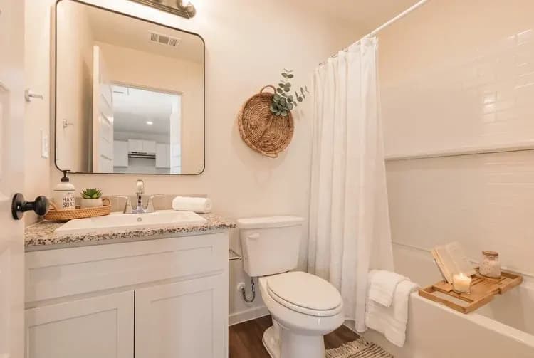 Bathroom shower and tub in The Little Big Horn home model by Buffalo Built LLC.