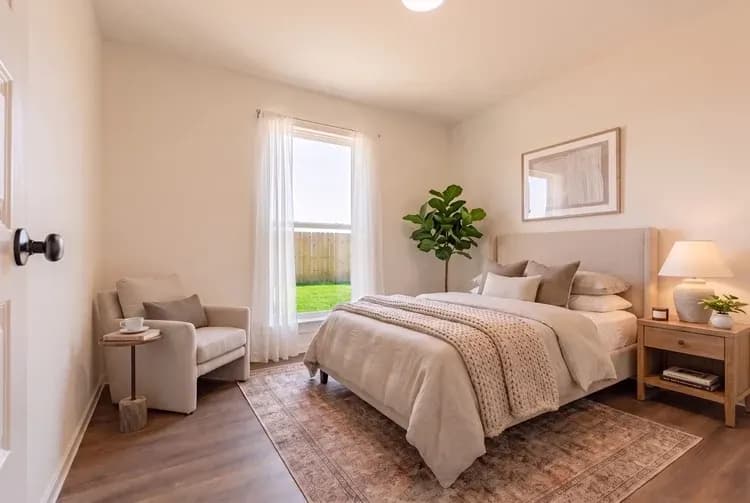 Primary bedroom in The Little Big Horn home model by Buffalo Built LLC.