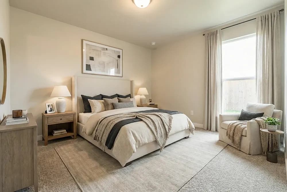 Bedroom in The Outlaw home model by Buffalo Built LLC.