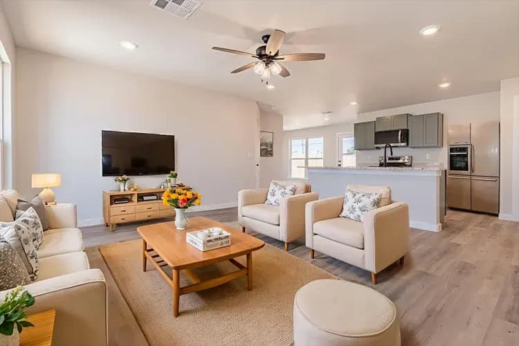Living room in The Powder River home model by Buffalo Built LLC.