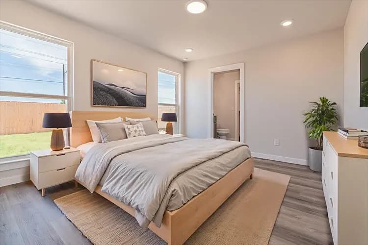 Primary bedroom in The Powder River home model by Buffalo Built LLC.