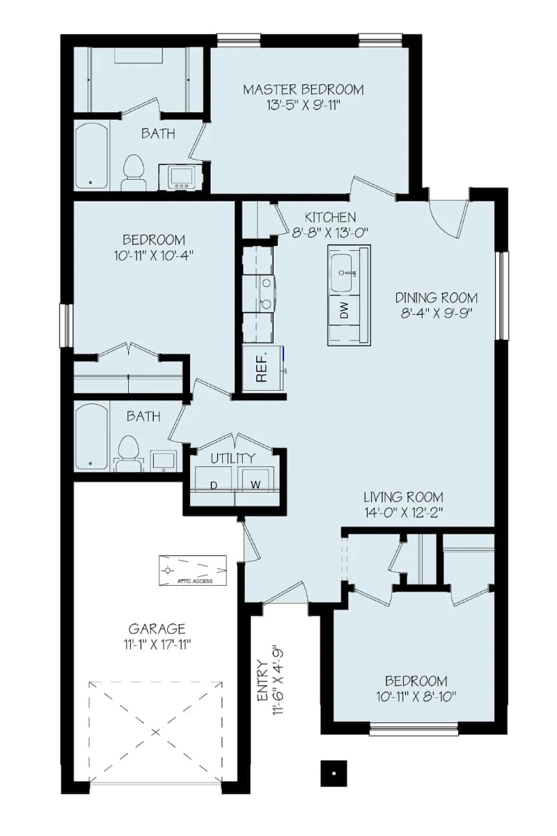 Floor plan of The Tie Hack home model by Buffalo Built