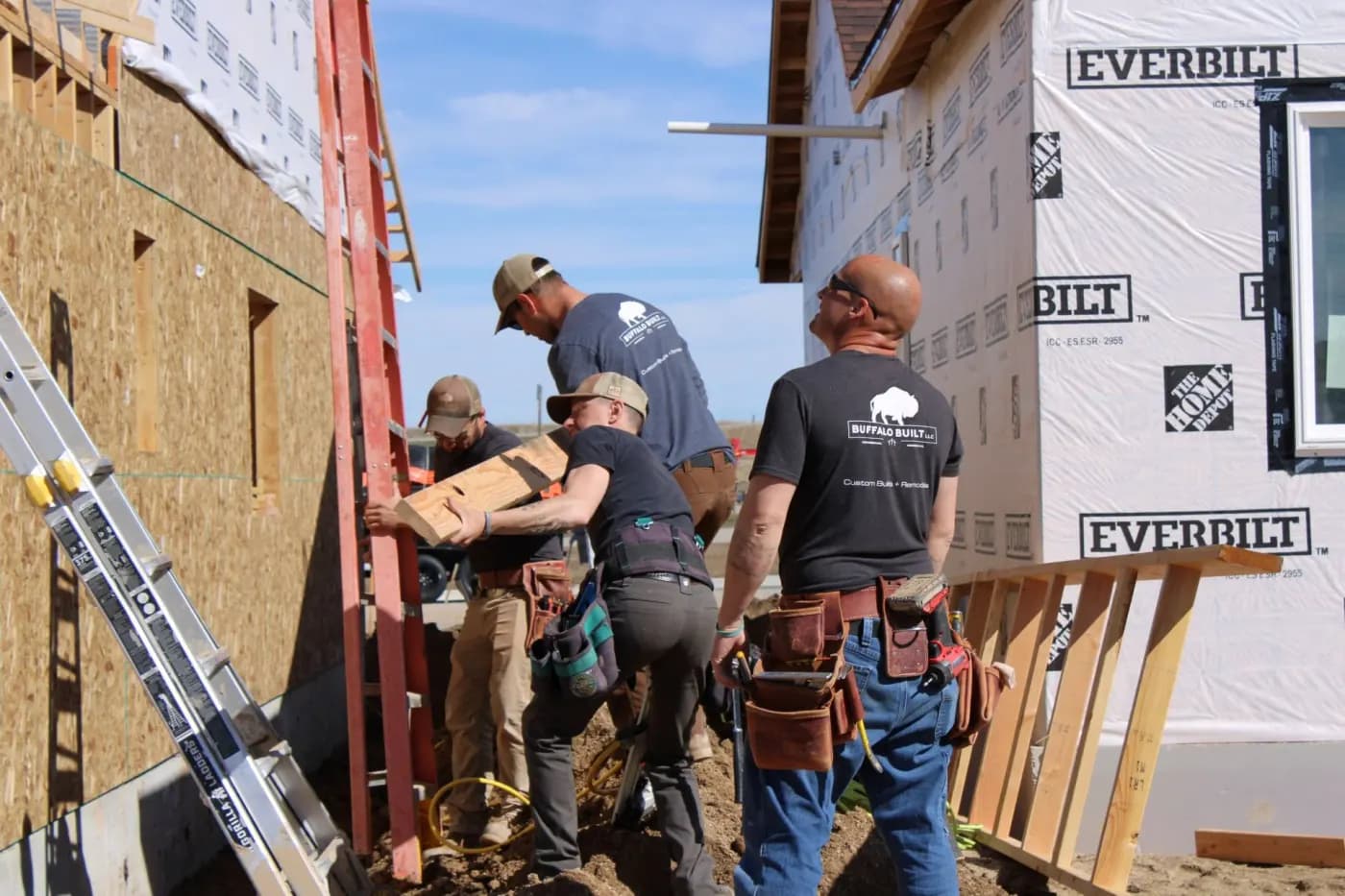 Buffalo Built construction team working on a home in Buffalo, Wyoming.