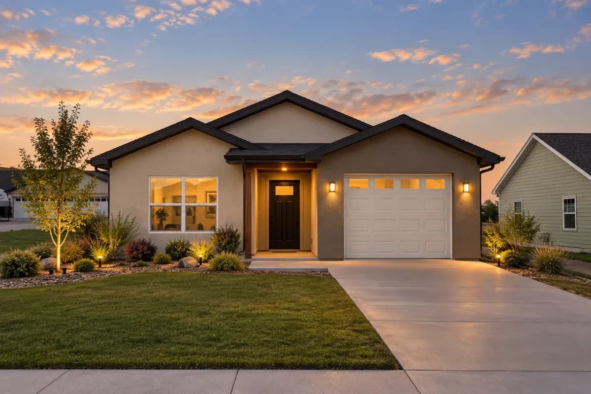Finished exterior of The Piney Creek 1,100 sq ft home at Cornerstone