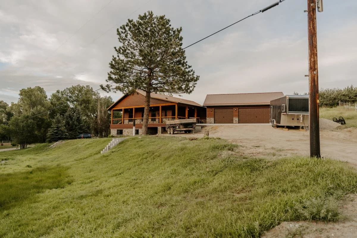 Completed custom timber framed mountain home built by Buffalo Built LLC in Wyoming.